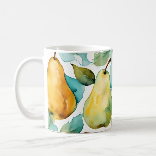 Birnen Aquarell Kunst  Kaffeetasse (Links)