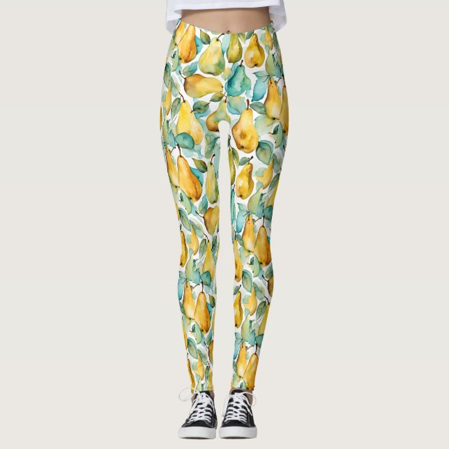 Birnen-Aquarell-Kunst  Leggings (Vorderseite)