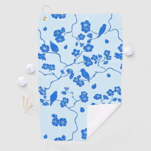Birnen auf Kirschblüten Blau auf blau Golfhandtuch