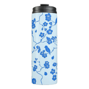 Birnen auf Kirschblüten Blau auf blau Thermosbecher