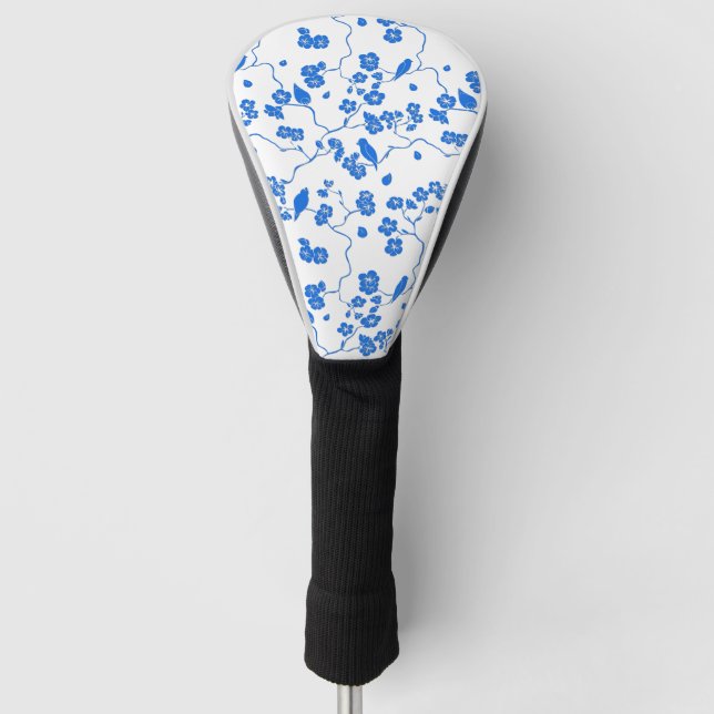 Birnen auf Kirschblüten Blauer Druck Golf Headcover (Vorderseite)