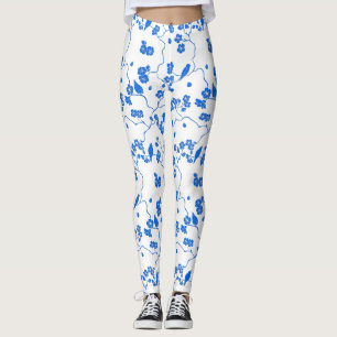 Birnen auf Kirschblüten Blauer Druck Leggings