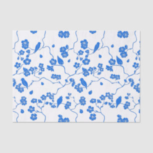 Birnen auf Kirschblüten Blauer Druck Seidenpapier