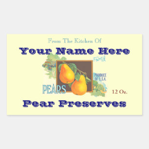 Birnen bearbeitbare Vintage Backaufkleber Rechteckiger Aufkleber