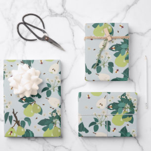 Birnen & Bienen im botanischen Garten Geschenkpapier Set