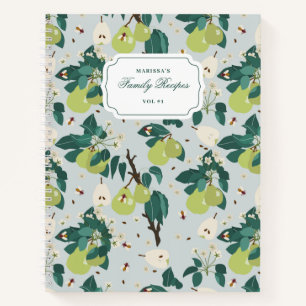 Birnen & Bienen in einem botanischen Blumengarten Notizbuch