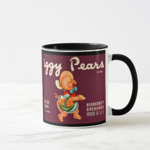 Birnen-Frucht-Kisten-Aufkleber-Tasse KRW Vintage Tasse