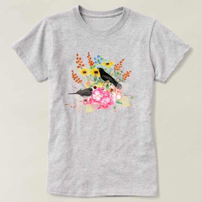 Birnen im Blumengarten Grauer T - Shirt (Design vorne)