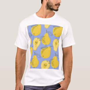 Birnen im Memphis-Stil: blauer Hintergrund. T-Shirt
