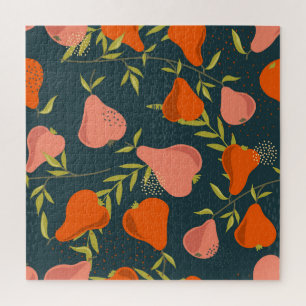 Birnen-Overlap: farbenfrohe Vintage Tapete Puzzle