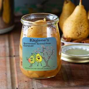 Birnen Pals Funny Cartoon Sauce Pie und mehr Quadratischer Aufkleber