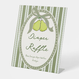 Birnen-Sage-Grün Retro-Baby-Shower-Windel-Raffle Sockelschild