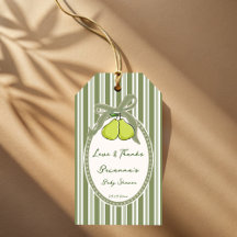 Birnen-Sage-Grün Retro-Streifen Baby Shower Favor