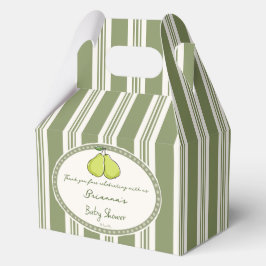 Birnen-Sage-Grün Retro-Streifen Baby Shower indivi Geschenkschachtel