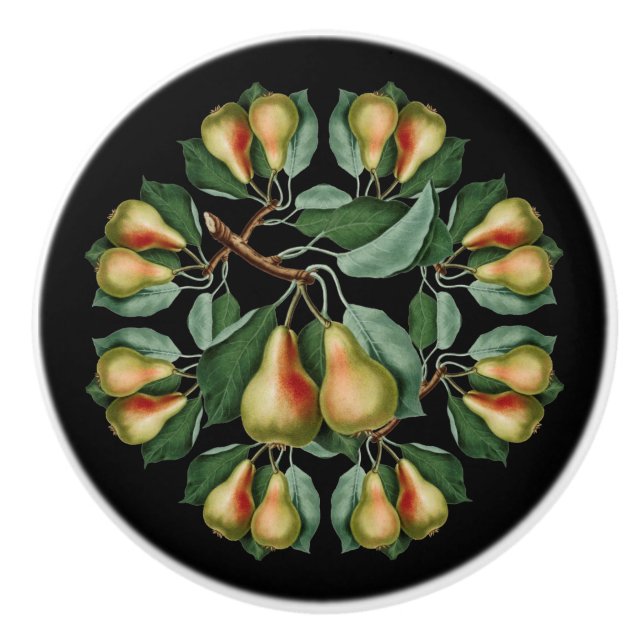 Birnen ~ Schwarz oder beliebige Farbe Hintergrund  Keramikknauf (Vorderseite)