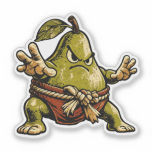 Birnen Sumo — Lustiger Frucht Sumo Ringer Vintage  Aufkleber