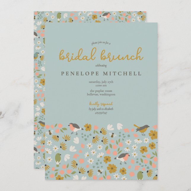 Birnen- und Bienenblütendusche Einladung (Vorne/Hinten)