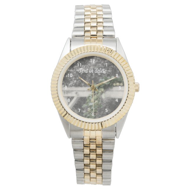 Birnen und Hitching Post Schwarz-weiß Personalisie Armbanduhr (Vorderseite)