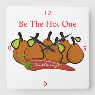 Birnen und Hot-Chili Thunder_Cove Quadratische Wanduhr