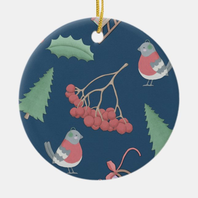 Birnen und Sleds Blue Keramikornament (Vorne)