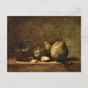 Birnen, Walnüsse und Glas Wein von Jean Chardin P Postkarte