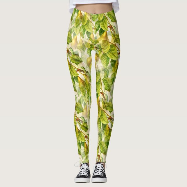 Birnenbaumzweige und Birnenmuster Leggings (Vorderseite)