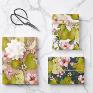 Birnenblüten - Set von 3 Geschenkpapier Set