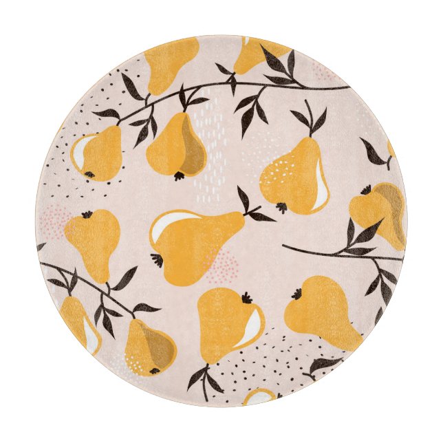 Birnenparadies: farbenfrohe Überschneidungen Schneidebrett (Vorderseite)