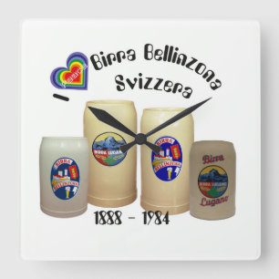 Birra Bellinzona Quadratische Wanduhr