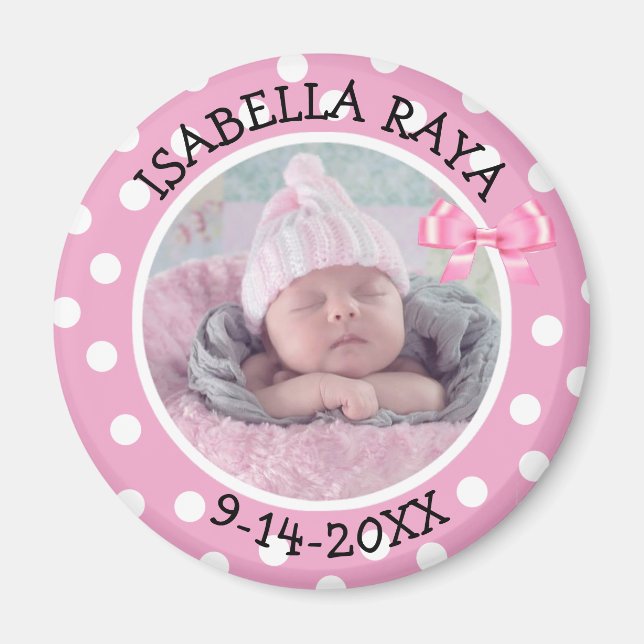 Birth Announcement Magnet für Baby Girl (Vorne)