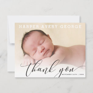 BIRTH ANNOUNCEMENT Moderne Luxuskalligraphie schwa Dankeskarte