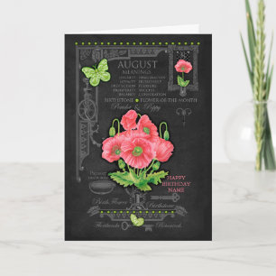Birth Blume August Chalk Personalisiert Card Karte