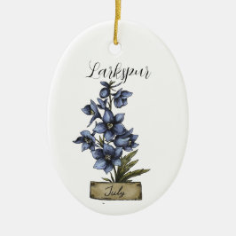 Birth Blume JULY Birthday Larkspur Keramik Ornament