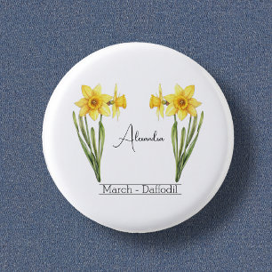 Birth Blume März Daffodil Button