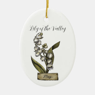 Birth Blume MAY Birthday Lily Valley Keramik Ornament