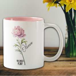 Birth Blume Monat November Peony Name Zweifarbige Tasse