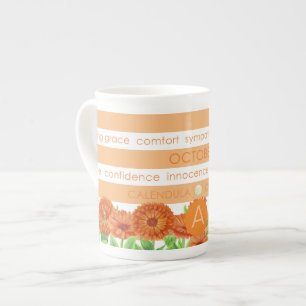 Birth Blume-n-Gem Stripe Tasse Oktober Knochen Chi
