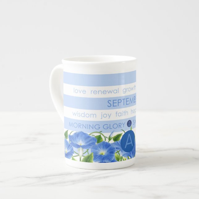 Birth Blume-n-Gem Stripe Tasse September Knochen C (Vorderseite Links)