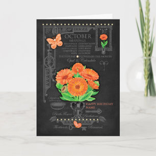 Birth Blume Oktober Chalk Personalisiert Card Karte