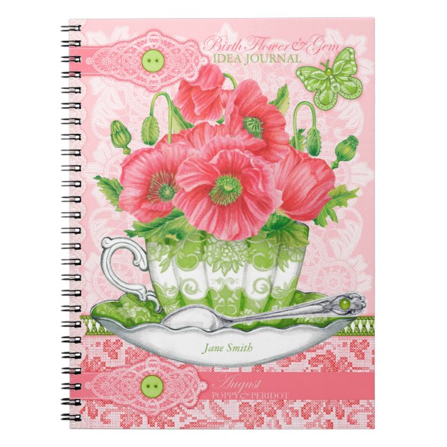 Birth Blume und Gem August Lace Notizblock (Vorderseite)