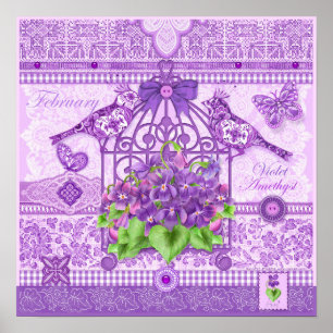 Birth Blume und Gem February Birdcage Poster