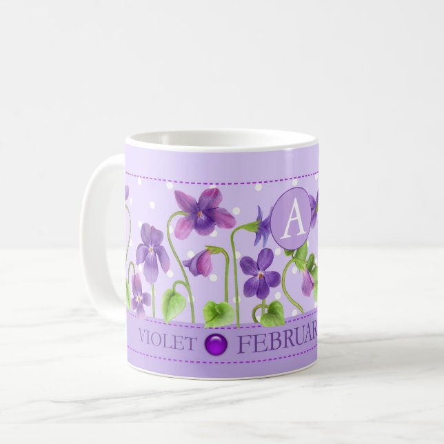 Birth Blume und Gem February Klassische Tasse (Vorderseite Links)
