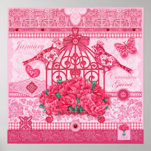 Birth Blume und Gem January Birdcage Poster