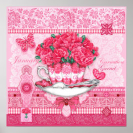 Birth Blume und Gem January Teacup Poster
