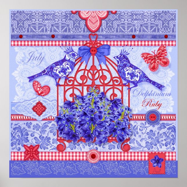 Birth Blume und Gem July Birdcage Poster (Vorne)