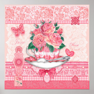 Birth Blume und Gem June Teacup Poster