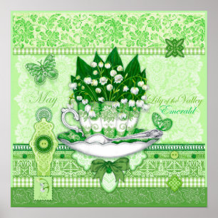 Birth Blume und Gem May Teacup Poster