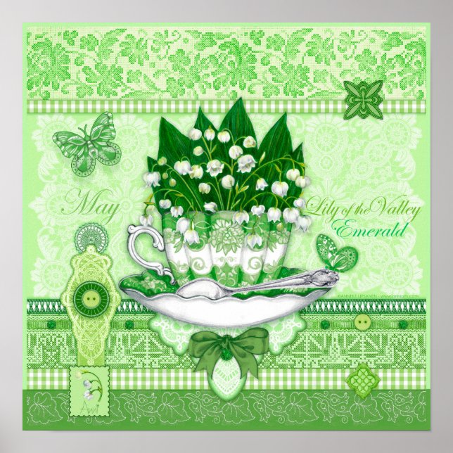 Birth Blume und Gem May Teacup Poster (Vorne)