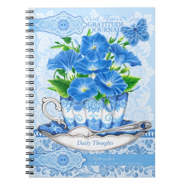 Birth Blume und Gem September Lace Notizblock (Vorderseite)