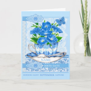 Birth Blume und Gem September Word Game Card Karte